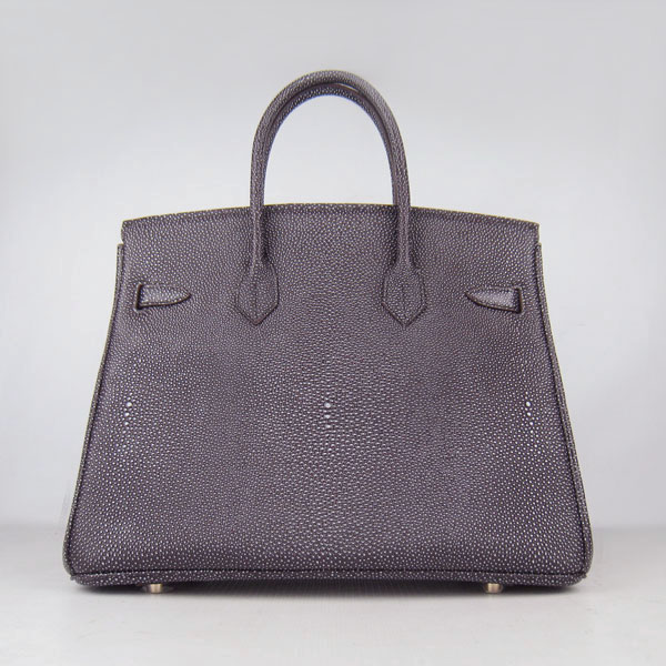 High Quality Fake Hermes Birkin 35CM Pearl Veins Leather Bag Dark Coffee 6089